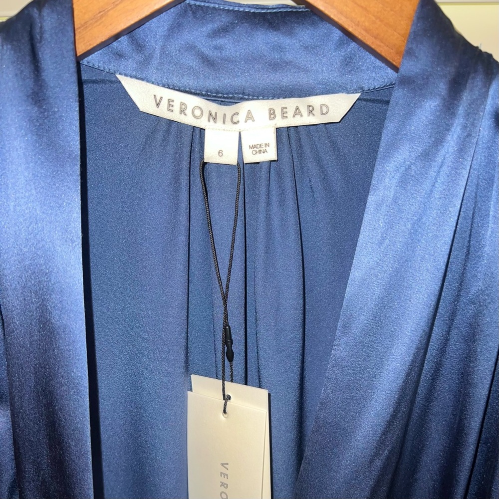 ✨HP!✨VERONICA BEARD | NWT Agatha Silk Ruched Minidress | Steel Blue Dress | 6 - Picture 2 of 14